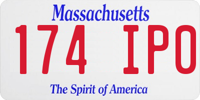 MA license plate 174IP0