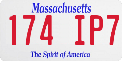 MA license plate 174IP7