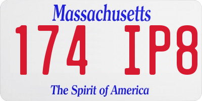 MA license plate 174IP8