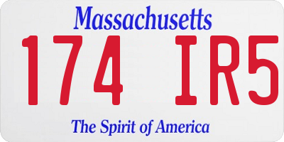 MA license plate 174IR5