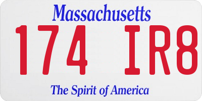 MA license plate 174IR8