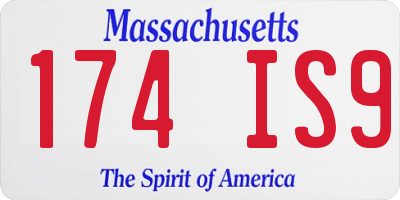 MA license plate 174IS9