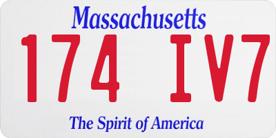 MA license plate 174IV7