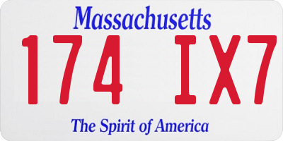 MA license plate 174IX7