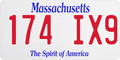 MA license plate 174IX9