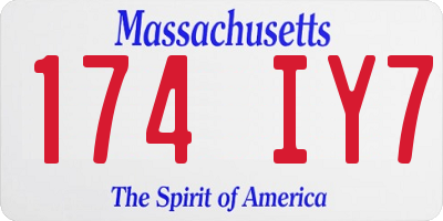 MA license plate 174IY7