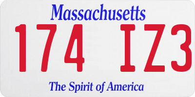 MA license plate 174IZ3