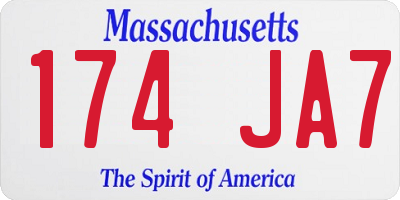 MA license plate 174JA7