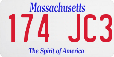 MA license plate 174JC3