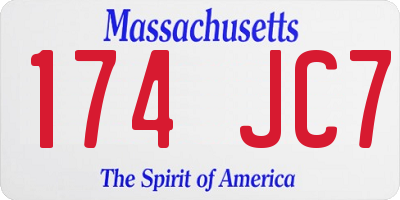 MA license plate 174JC7