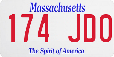 MA license plate 174JD0
