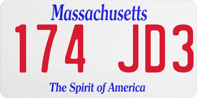 MA license plate 174JD3
