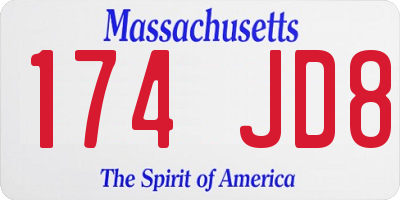MA license plate 174JD8