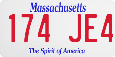 MA license plate 174JE4