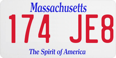 MA license plate 174JE8