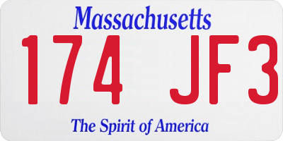 MA license plate 174JF3