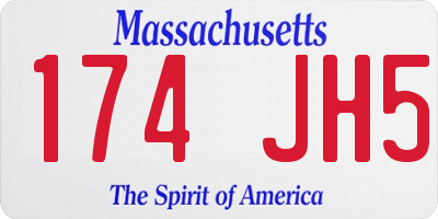 MA license plate 174JH5