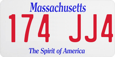 MA license plate 174JJ4