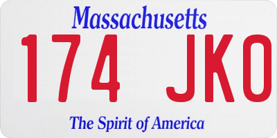 MA license plate 174JK0