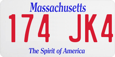 MA license plate 174JK4