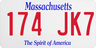 MA license plate 174JK7