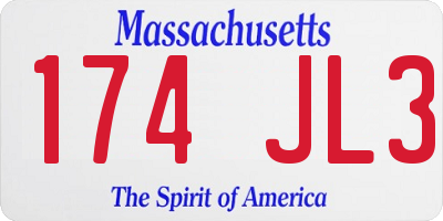 MA license plate 174JL3