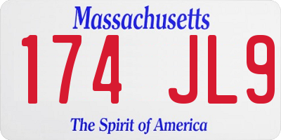 MA license plate 174JL9