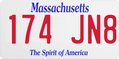 MA license plate 174JN8
