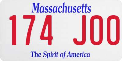 MA license plate 174JO0