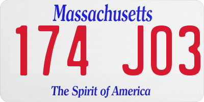 MA license plate 174JO3