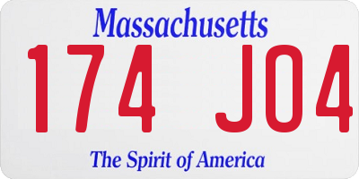 MA license plate 174JO4