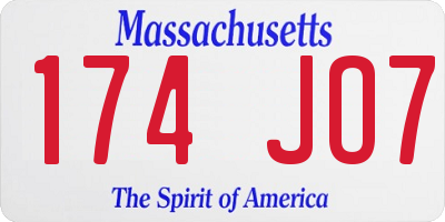 MA license plate 174JO7