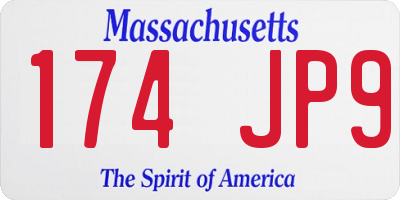 MA license plate 174JP9