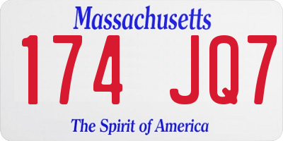 MA license plate 174JQ7