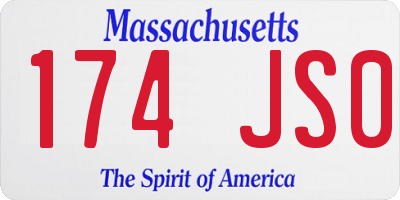 MA license plate 174JS0
