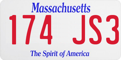 MA license plate 174JS3