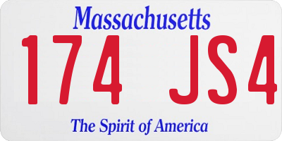 MA license plate 174JS4