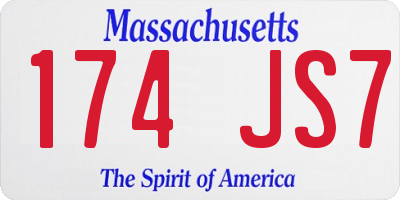 MA license plate 174JS7