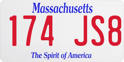 MA license plate 174JS8