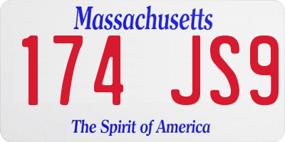 MA license plate 174JS9