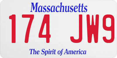 MA license plate 174JW9