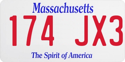 MA license plate 174JX3