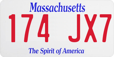 MA license plate 174JX7