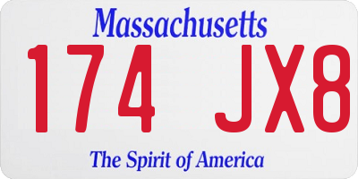 MA license plate 174JX8