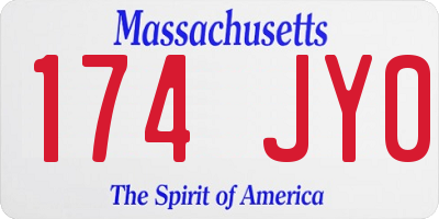 MA license plate 174JY0
