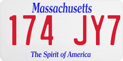 MA license plate 174JY7