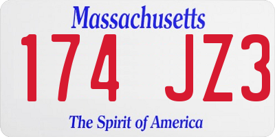 MA license plate 174JZ3