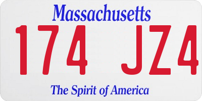 MA license plate 174JZ4