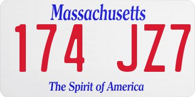 MA license plate 174JZ7
