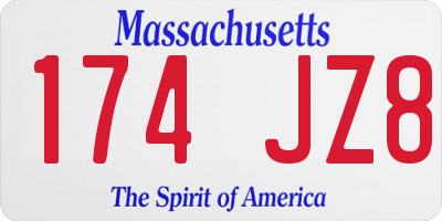 MA license plate 174JZ8
